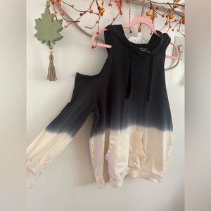 VENUS Navy and cream Ombre cold shoulder Hoodie.